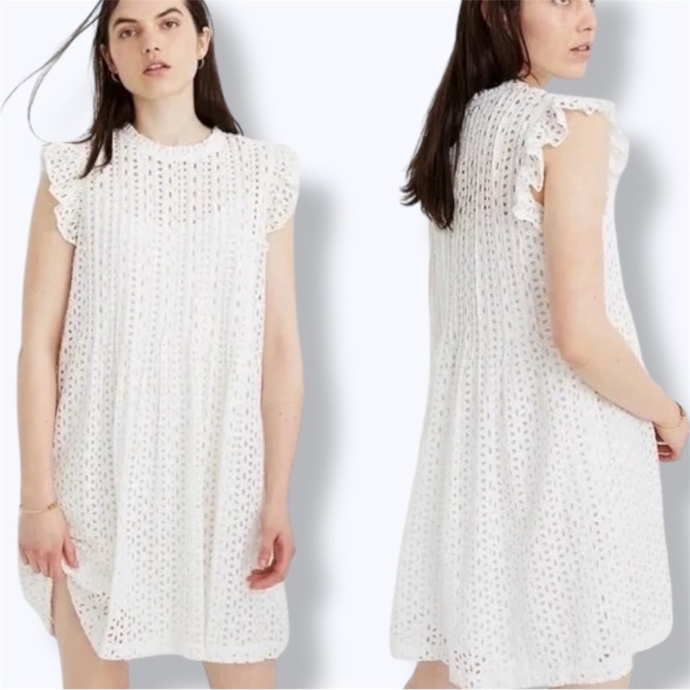 Madewell Eyelet Ruffle-Sleeve Mini Dress Women's Dress